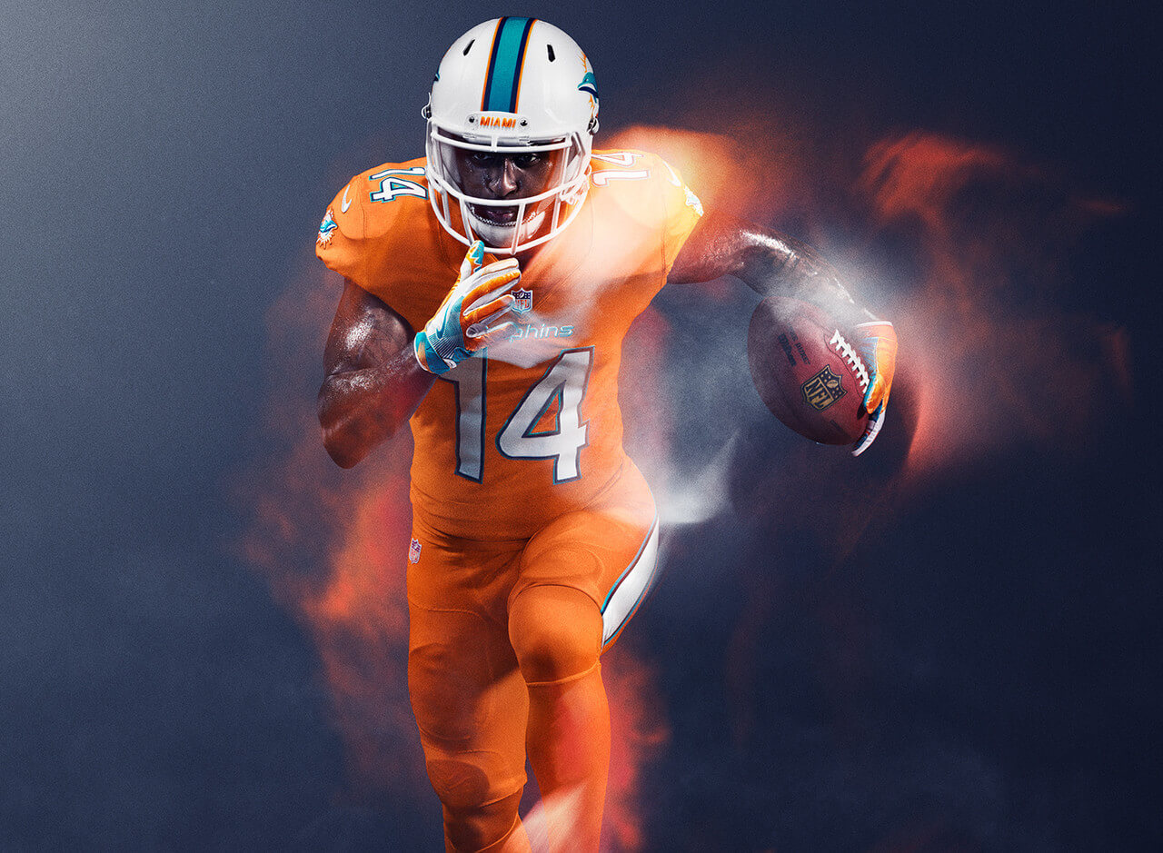 miami dolphins away jersey color